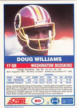 1989 Score #80 Doug Williams Back