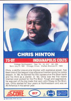 1989 Score #87 Chris Hinton Back