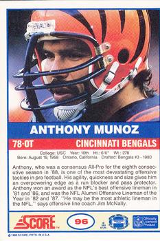 1989 Score #96 Anthony Munoz Back