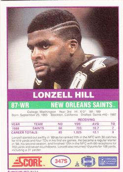 1989 Score Supplemental #347S Lonzell Hill  Back