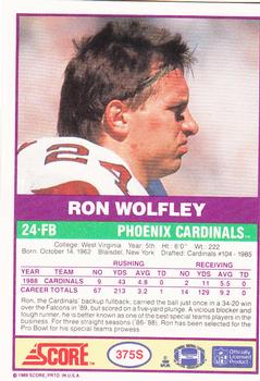 1989 Score Supplemental #375S Ron Wolfley  Back