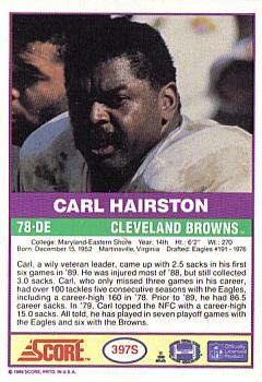 1989 Score Supplemental #397S Carl Hairston  Back