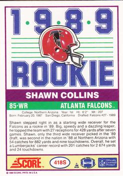 1989 Score Supplemental #418S Shawn Collins  Back