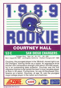 1989 Score Supplemental #420S Courtney Hall  Back