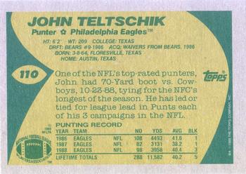1989 Topps #110 John Teltschik Back