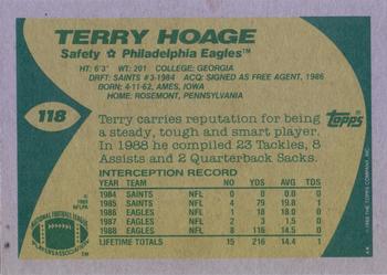 1989 Topps #118 Terry Hoage Back