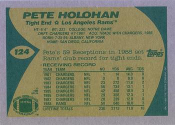 1989 Topps #124 Pete Holohan Back