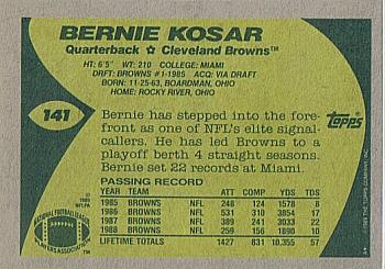 1989 Topps #141 Bernie Kosar Back
