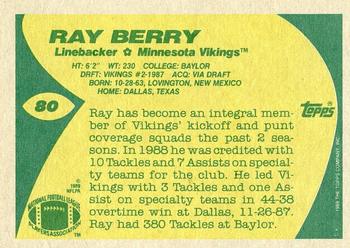 1989 Topps #80 Ray Berry Back