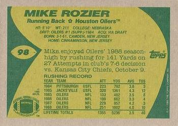 1989 Topps #98 Mike Rozier Back