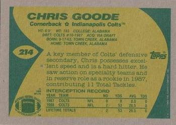 1989 Topps #214 Chris Goode Back