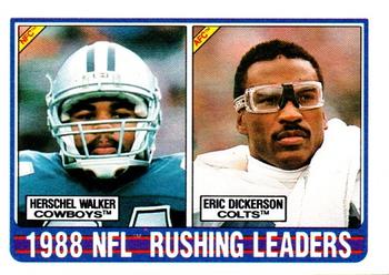 1989 Topps #219 1988 NFL Rushing Leaders (Herschel Walker / Eric Dickerson) Front