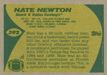 1989 Topps #392 Nate Newton Back