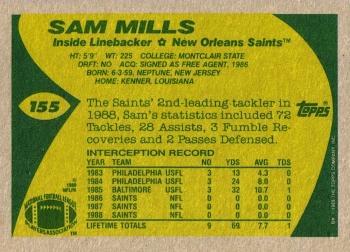 1989 Topps #155 Sam Mills Back