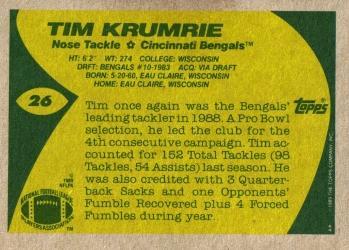 1989 Topps #26 Tim Krumrie Back