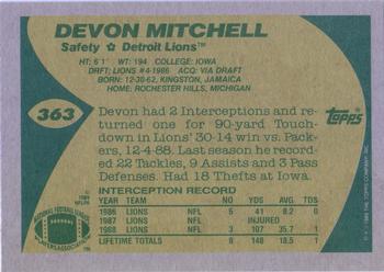 1989 Topps #363 Devon Mitchell Back