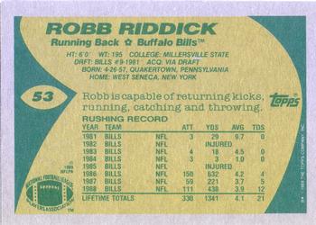 1989 Topps #53 Robb Riddick Back