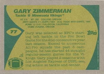 1989 Topps #77 Gary Zimmerman Back