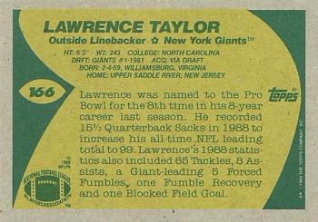 1989 Topps #166 Lawrence Taylor Back