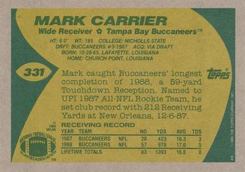1989 Topps #331 Mark Carrier Back