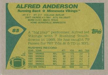 1989 Topps #85 Alfred Anderson Back