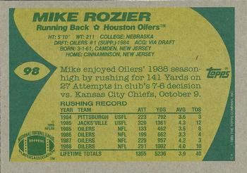 1989 Topps #98 Mike Rozier Back