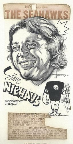1976 Post-Intelligencer Seattle Seahawks #27 Steve Niehaus Front