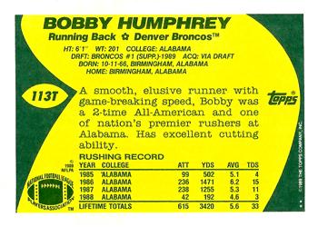 1989 Topps Traded #113T Bobby Humphrey Back
