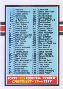 1989 Topps Traded #132T Checklist: 1-132 Front