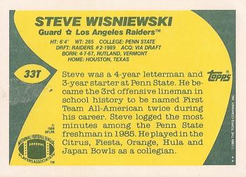 1989 Topps Traded #33T Steve Wisniewski Back
