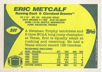 1989 Topps Traded #50T Eric Metcalf Back