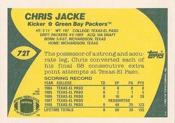 1989 Topps Traded #72T Chris Jacke Back
