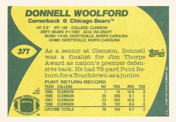 1989 Topps Traded #37T Donnell Woolford Back