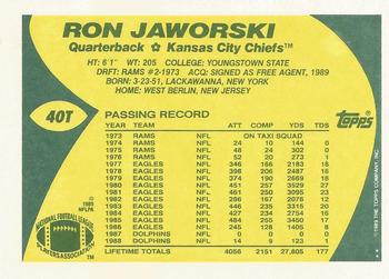 1989 Topps Traded #40T Ron Jaworski Back