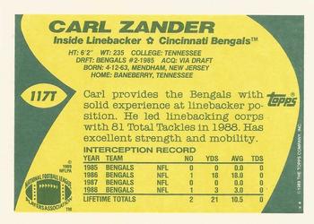1989 Topps Traded #117T Carl Zander Back