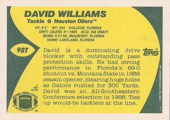 1989 Topps Traded #98T David Williams Back