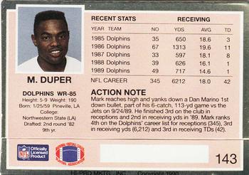 1990 Action Packed #143 Mark Duper Back