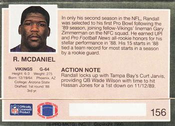 1990 Action Packed #156 Randall McDaniel Back