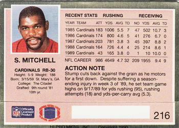 1990 Action Packed #216 Stump Mitchell Back