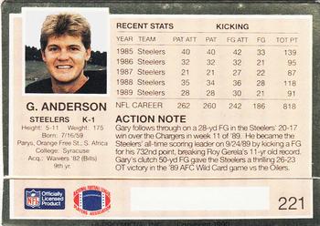 1990 Action Packed #221 Gary Anderson Back