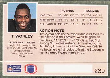 1990 Action Packed #230 Tim Worley Back