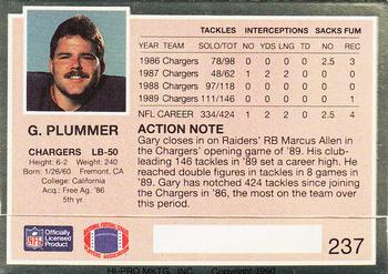 1990 Action Packed #237 Gary Plummer Back