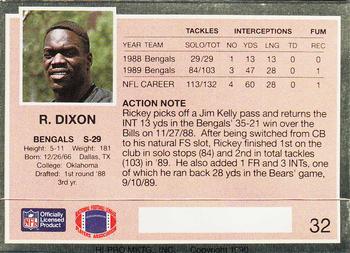 1990 Action Packed #32 Rickey Dixon Back