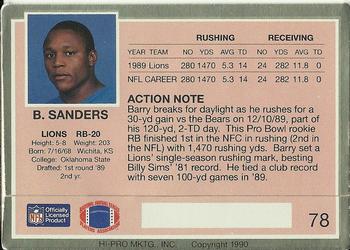 1990 Action Packed #78 Barry Sanders Back