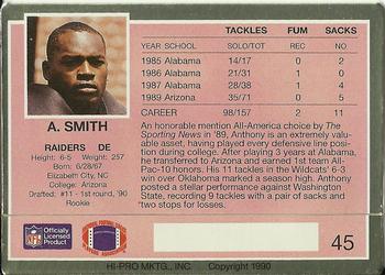 1990 Action Packed Rookie/Update #45 Anthony Smith Back