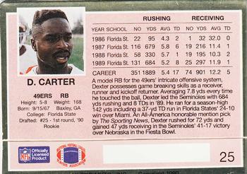 1990 Action Packed Rookie/Update #25 Dexter Carter Back