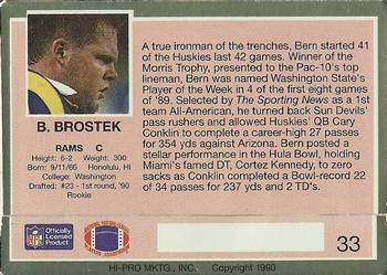 1990 Action Packed Rookie/Update #33 Bern Brostek Back