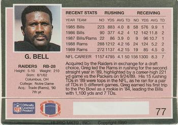 1990 Action Packed Rookie/Update #77 Greg Bell Back