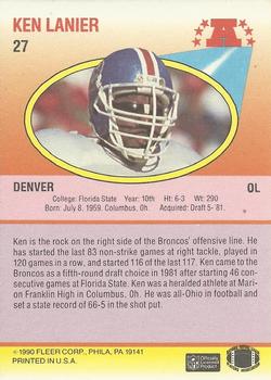 1990 Fleer #27 Ken Lanier Back