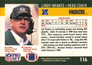 1990 Pro Set #116 Lindy Infante Back